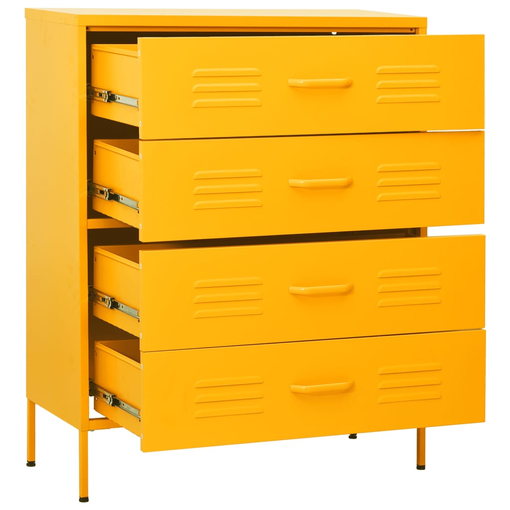 Chest of Drawers Mustard Yellow 80x35x101.5 cm Steel